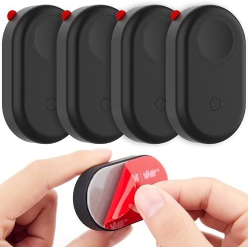 Waterproof Silicone Case Holder with Adhesive Sticker for Galaxy SmartTag2, 4 Pack Hidden GPS Tracker Stick on Mount Protection Cover for Wallet, Luggage, Car, Bike, Remote Control Drone