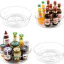 GUZON 4 Pack Lazy Susan Organizer for Cabinet, Upgraded 11.5" Clear Turntable Organizer with Handles and Raised Edge, Lazy Susan for Table Top, Pantry Organizers and Storage for Kitchen, Refrigerator