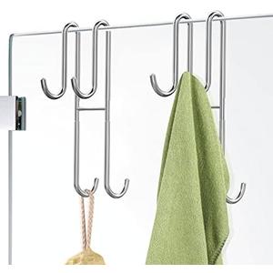 Cerbonny Shower Door Hooks, 2 Pack Double Towel Hooks for Bathroom Frameless Glass Shower Door, Heavy Duty Stainless Steel Bathroom Hanger without Perforation,Silver Cerbonny Shower Door Hooks, 2 Pack Double Towel Hooks for Bathroom Frameless Glass Shower Door, Heavy Duty Stainless Steel Bathroom Hanger without Perforation,Silver