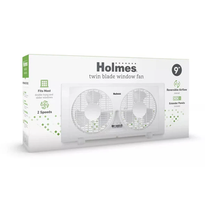 Holmes 9" 2 Speed Twin Blade Manual Window Fan with Reversible Airflow White