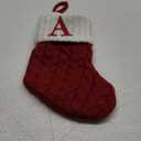 Christmas Stockings with Initials, 7.1 Inches Small Embroidered Letter Knit Red White Christmas Stocking for Family Holiday Decorations and Xmas Tree Fireplace (A)