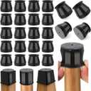 24 Pcs Chair Leg Floor Protectors Round, Silicone Felt Furniture Leg Pads Caps Covers for Hardwood Floors (Fit 1-5/16" to 2") (Black)