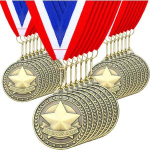 Remuuly Gold Principal Medals for Award Principal Trophy Medal Prize Bulk with Neck Ribbons Gift for Adults Sports Participation Winner