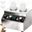 JOHAKYU Commercial Electric Sauce Warmer Dispenser Stainless Steel Countertop Hot Fudge/Nacho Cheese Warmer with 2650ml Squeeze Bottles and 2 Funnels, (2 Grids)