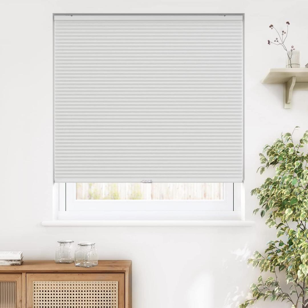 LazBlinds Cordless Cellular Shades, Blackout Privacy Honeycomb Shades for Home, Thermal Insulation Noise Reduction Blinds for Windows, 28'' W x 36'' H, White