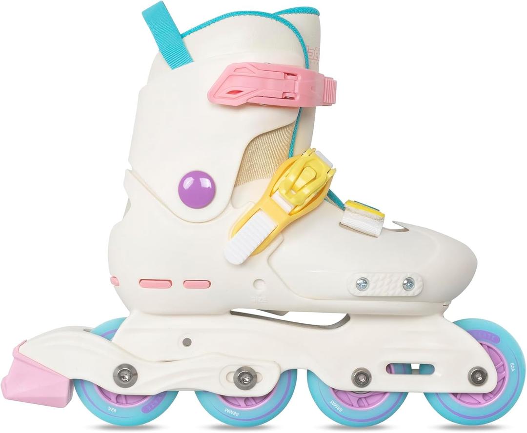 Nattork Inline Skates for Girls Kids Teens Boys Age  Adjustable Blades Roller for Outdoor Indoor Birthday (Medium(13C-3 US), White)