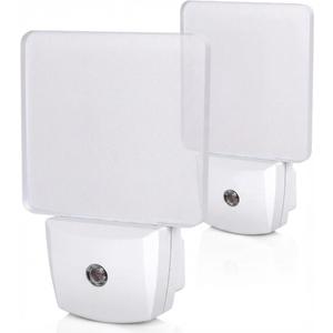 DEWENWILS Plug in LED Night Light with Light Sensor, Dusk to Dawn, Kids Nightlight for Nursery, Bathroom, Hallway, Bedroom, Cool White Light, Flat Clear Design, UL Listed, 2 Pack