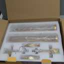 19.5" Knurled Brass Wall Sconces Set of 2, Gold Bathroom Vanity Light Fixtures with Crackle Glass Tube, Modern Lamp Lighting for Bedroom, Living Room, Hallway, Staircase, Mirror, Kitchen