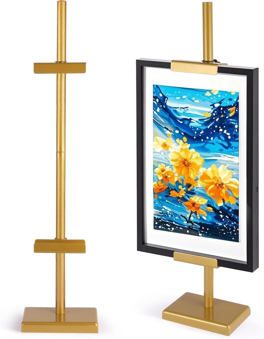 30'' Adjustable Tabletop Easel Stand for Picture Frames, Picture Easels for Display, Gold Easel, Picture Frame Stand, Adjustable Art Easel. (Gold-30inch)