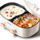 Stariver 7L Electric Hot Pot with Divider, 1200W Electric Pot, 2-Temp Control (Separate Settings per Side) Shabu Shabu Pot, Non-Stick Hotpot Pot Electric, Perfect for Family Dinners & Parties