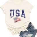 Ykomow She is a Good Girl Loves Her Mama Loves Jesus & America Too Shirt Womens Memorial Day Graphic Tees (Medium)
