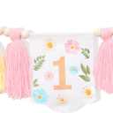 Yellow wildflower 1st high chair tassel banner,Our Little Wild flower Is Turning One Birthday Decor,Girls Wild One 1st Birthday Decoration, Floral Theme Highchair Banner (Yellow)