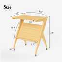 Auroral Zone Solid Wood 2-Tier Rolling Side Table with Lockable casters, Mobile Small End Table with Magazine Rack for Living Room, Bedroom & Sofa