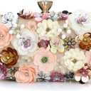 Women's Floral Evening Clutch Bag with Flower Metal Rhinestones for Women Wedding Prom Party 3D Sequins Evening Handbag