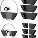 Universal Adjustable Pot Lid Holder Organizer for Cabinet - Upgraded Patented Niceyos 8 Pack Pan Lids Organizers Inside Cabinet Door Wall Mount Pots Top Rack for Kitchen Cupboard Fit 6" to 13" (Black)