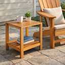 Outdoor Side Tables for Patio, Small End Table Living Room Accent Coffee Table 2-Tier Storage Solid Wood for Porch, Pool, Balcony & Backyard Weather-Resistant Outside Adirondack Table