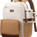 LOVEVOOK Laptop Backpack for Women with Pouch Pocket for Large Capacity Cup,15.6 Inch Laptop Computer Bag Travel Backpack Purse,Waterproof Work Business Backpack College Teacher Bag,Beige-Brown-Bbrown