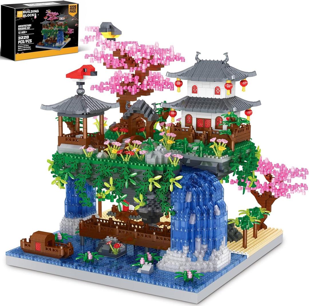 Kitoyz Cherry Blossom Bonsai Tree Building Set, Chinese Architecture of Peach Blossom Micro Mini Building Blocks Set, Japanese Sakura Tree House Building Kit, for Kids Adults (3220 PCS)