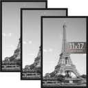 Upsimples 11x17 Picture Frame Black 3 Pack, Scratch-Proof Poster Frames for Photo Gallery - Slide-In Strips, Horizontal or Vertical Wall Mounting