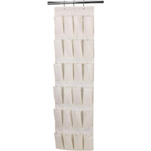 Household Essentials Over The Door 24 Packet Shoe Storage Organizer, Natural Canvas