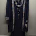 R&M Richards Women's Evening Jacket Dress W/Sparkling Metallic Trim & Necklace, Size 12