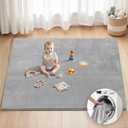 Blissful Diary Ultra Soft Baby Play Mat, 71x59 Extra Large Floor Mat with Removable & Washable Slip-On Cover for Babies and Toddlers, Light Grey