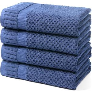 DIGEU 100% Cotton Bath Towels for Bathroom,Highly Absorbent Bath Towels Set Quick Dry,Luxury Soft Towels for Hotel(4 Piece,Electric Blue)