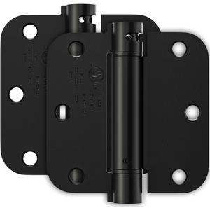 2 Pack Self Closing Door Hinges, Spring Hinges Self Closing 3.5 Inch with 5/8'' Radius Corners, Adjustable Tension for Garage, Front, Back Door, UL Listed, Left and Right Hand, Matte Black