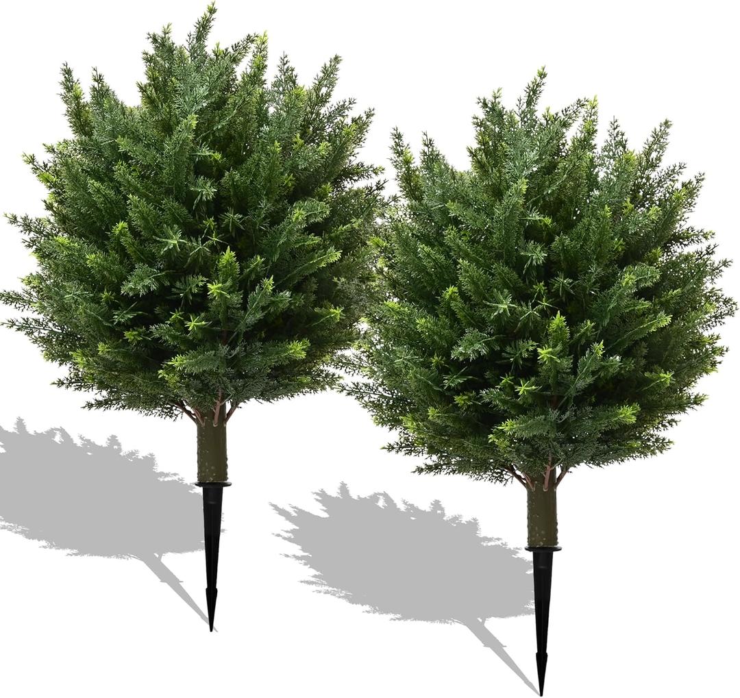 28" UV Resistant Artificial Shrubs for Outdoors - Real Looking Faux Bushes, Fake Cedar Trees, Outdoor Faux Ball Plants & Topiaries - Set of 2 Artificial Shrubs, Artificial Bushes for Garden Decor 28" UV Resistant Artificial Shrubs for Outdoors - Real Looking Faux Bushes, Fake Cedar Trees, Outdoor Faux Ball Plants & Topiaries - Set of 2 Artificial Shrubs, Artificial Bushes for Garden Decor