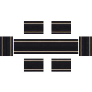 PIGCHCY Luxurious Placemats and Table Runner Set, Stylish Durable Placemats Set of 6 for Home Wedding Hotel Decoration (Black)