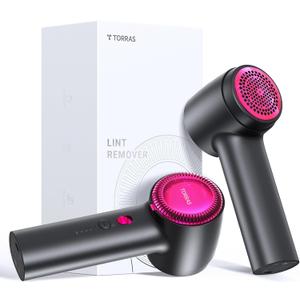 TORRAS Rechargeable Fabric Shaver Electric Lint Remover 3-Speed Remove Fuzz, Pilling for Cashmere, Wool, Clothes, Sweater, Coat, Furniture, Clothes depiller with Replacement Blades (Black)