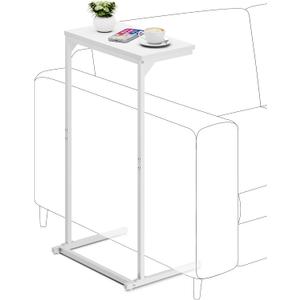 TUTOTAK C Shaped End Table, Small Side Table, 28.7 inch Tall Couch Table, Sofa Table, Living Room, Bed Room, White TB01BW071