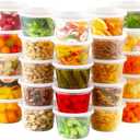 AOZITA 24 Sets 16 oz Plastic Deli Food Containers With Lids, Airtight Food Storage Containers, Freezer/Dishwasher/Microwave Safe, Soup Containers For Takeout Meal Prep Storage