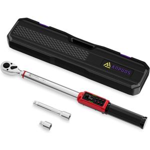 1/2 Inch Drive Digital Torque Wrench, 2.2-147.5 Ft.lb/3-200Nm, Electronic Torque Wrench Set with 1% Accuracy, Vibration, Buzzer and LED Flash Notification for Motorcycle Car