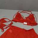 Sexy Lingerie for Women Naughty 3 Piece Lace Bralette, Mini Skirt with G-String Crotchless Lingerie Outfits (Small, Red)