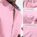 PJ PAUL JONES Mens Dress Shirts Oxford Button Down Shirt Short Sleeve Business Casual Untucked Shirts with Pocket (Pink, L)