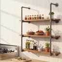 BIXIRAO Industrial Wall Mounted Iron Floating Pipe Shelves/Shelving/Racks/Storage/Bookcases/Brackets, DIY Open Bookshelves, Retro Black (4-Tier Shelf Brackets with 3 Boards)