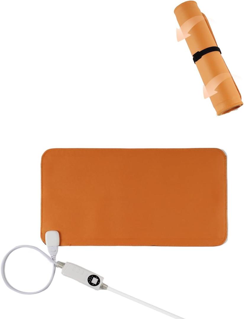 Electric Heated Floor Mat Under Desk - 110V Foot Warmer 22x12 for Office & Home, Fast Graphene Heating (5 Min), Adjustable Temp 140F, Waterproof PU Leather, Auto Shut-Off - Silent & Portable