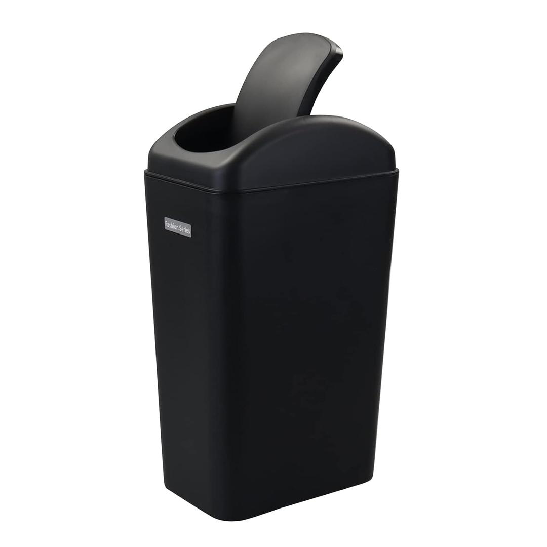 3.5-Gallons/13-Liter Wastebasket Trash Container, Small Slim Recycling Bin for Home/Bathroom/Bedroom/Office/Under Desk, Black