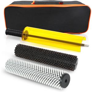 300mm Ski Roto Brush Kit Roto Brush Handle Axle with All 2 Brushes (Horse Hair and Nylon) with Protector Storage Bag, Handle Ski Rotation Brush Kit Using on Electric Drill
