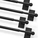 Deconovo Adjustable NoDrill Curtain Rods 4 Pack, Magnetic Rods 9-16 Inch, Strong Grip for Sidelights & French Doors, Easy Install for Home, Office & Apartments, Black Finish