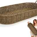 Extra Large Rectangle Seagrass Rattan Tray with Handle 30"x13"x5"
Jumbo Bankuan Tray, Stable Iron Wire Frame, Decorative Seagrass Woven Basket for Christmas Fall Rustic Farmhouse Decor