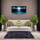 Wall Art Moon Sea Ocean Landscape Picture Canvas Wall Art Print Paintings Modern Artwork for Living Room Wall Decor and Home Dcor Framed Ready to Hang,1inch Thick Frame, Waterproof Artwork., 40"L x 20"W