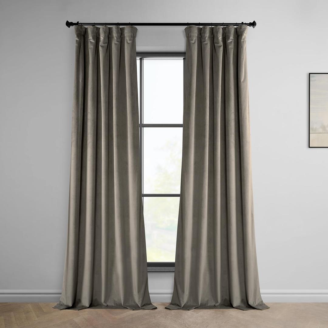 HPD Half Price Drapes Heritage Plush Velvet Curtains 96 Inches Long Room Darkening Curtains for Bedroom & Living Room 50W x 96L, (1 Panel), Gallery Taupe