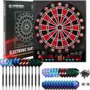 WIN.MAX Electronic Dartboard with LED Auto-Scoring, 12 Darts & 100 Soft Tips, 8-Player Mode, Power Adapter, Dart Board Electronic for Indoor/Outdoor Use