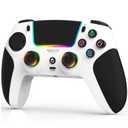 SFGSUP Wireless Controller for PS5/PC/MAC/iOS/Android/Steam Deck, With Hall Effect Joystick&Trigger/8 RGB Lighting/Turbo/Dual Vibration/Programmable/Headset Jack/Touchpad/1500 mAh Battery, White&Black