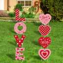 LOVE Yard Signs Outdoor Decorations 8 PCS Valentines Yard Signs with Stakes Heart Shaped & LOVE Letter Lawn Decor for Valentines Party Anniversary Wedding Garden