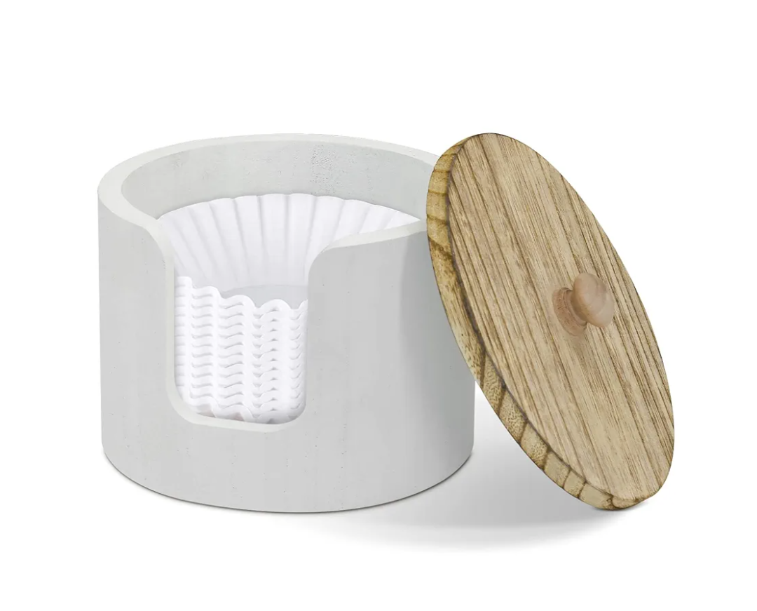 Coffee Filter Holder, Storage Container with Lid, Holders for Counter, Basket for Coffee Station Organizer, 8-12 Cup and Wood Coffee Pod Holder