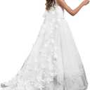 PLwedding Lace Flower Girls Dresses Kids First Communion Dress Princess Wedding Pageant Ball Gown (10-11)