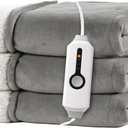 Electric Heated Blanket 72"x84" Full Size for Safe Overnight Sleeping, Dual-Sided Microplush & Sherpa for Bed Use, 4 Heat Settings & 10 Hours Auto Off, Cozy Relaxing, Machine Washable-Light Gray